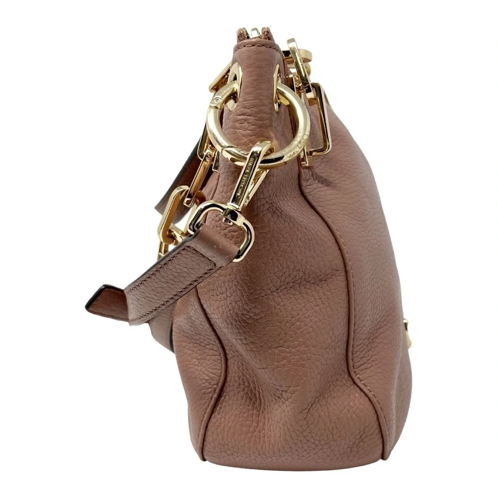 Michael Kors Mauve Dusty Pink Leather Brooke Medium Shoulder Crossbody Handbag